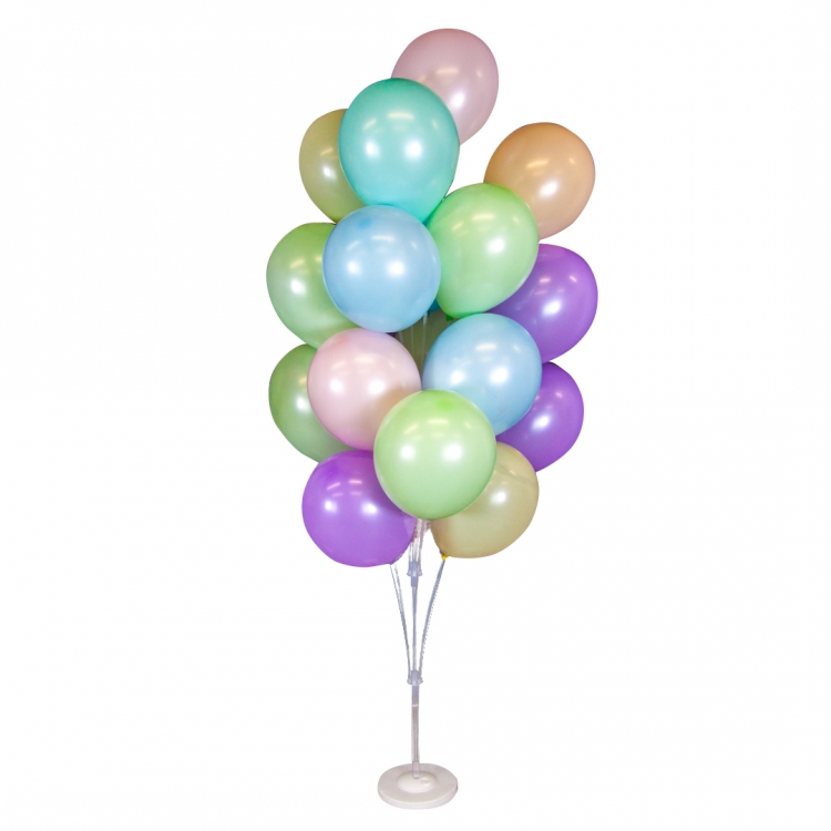 Стойка для шаров Фонтан, 19 насадок, Белый/Прозрачный,