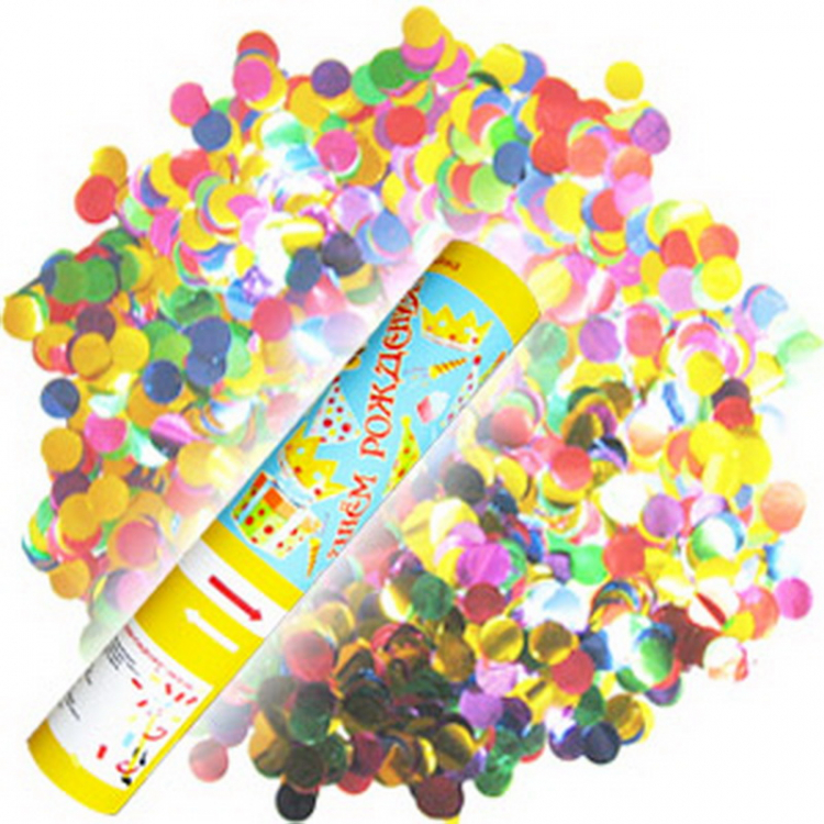 Пневмохлопушка в металлической тубе "С Днем Рождения"